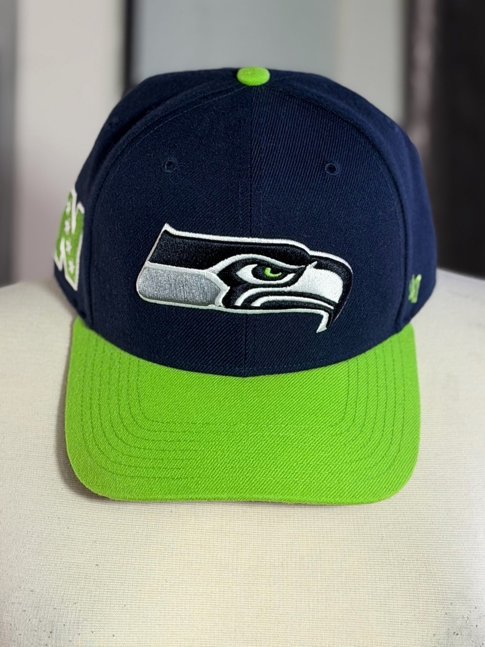 Seattle Seahawks Kids Team Cap - Navy and Neon Green